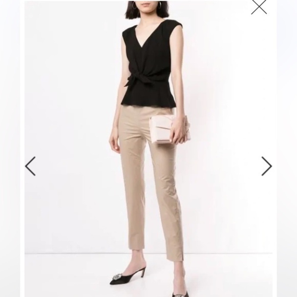 PAULE KA Paris Beige Cigarette High Waist Pants Sz 34 NWT